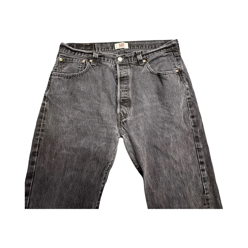 Levi's Jeans Mens 36x29 Black 501 Original Straight Leg Button Fly Denim Pants
